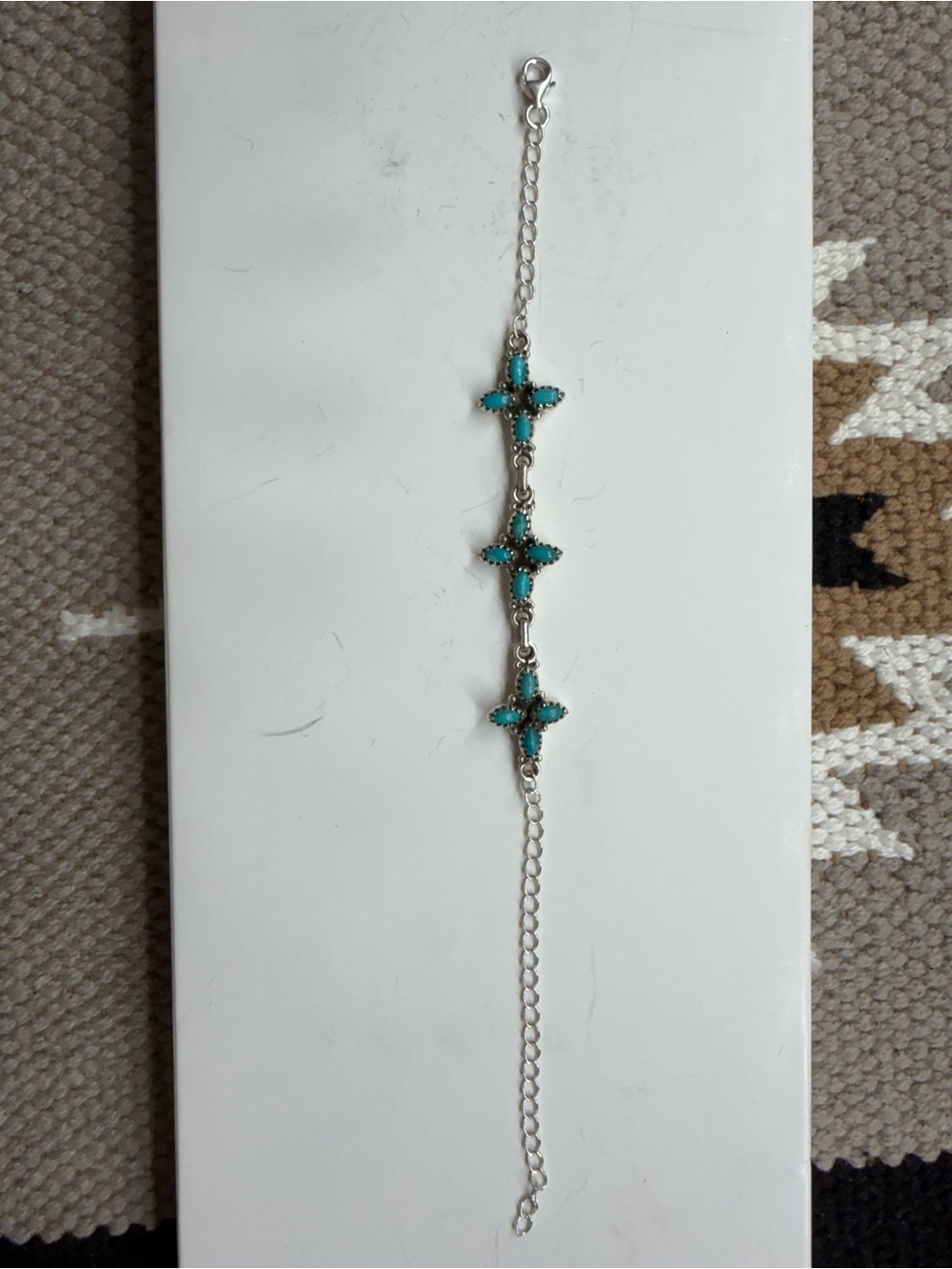Sterling Silver  Kingman Turquoise Cross-Link Bracelet